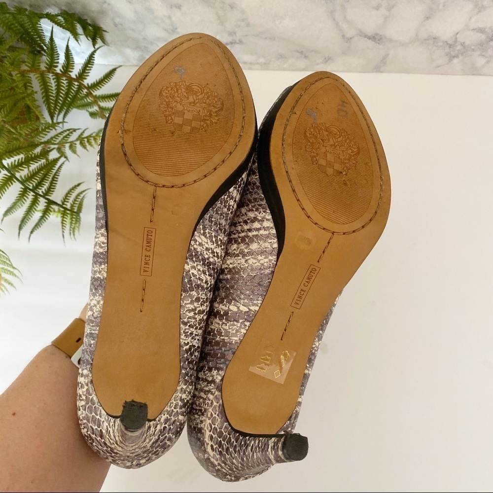Vince Camuto Snakeskin Leather Peep Toe Pump Sz 9 - Picture 7 of 10